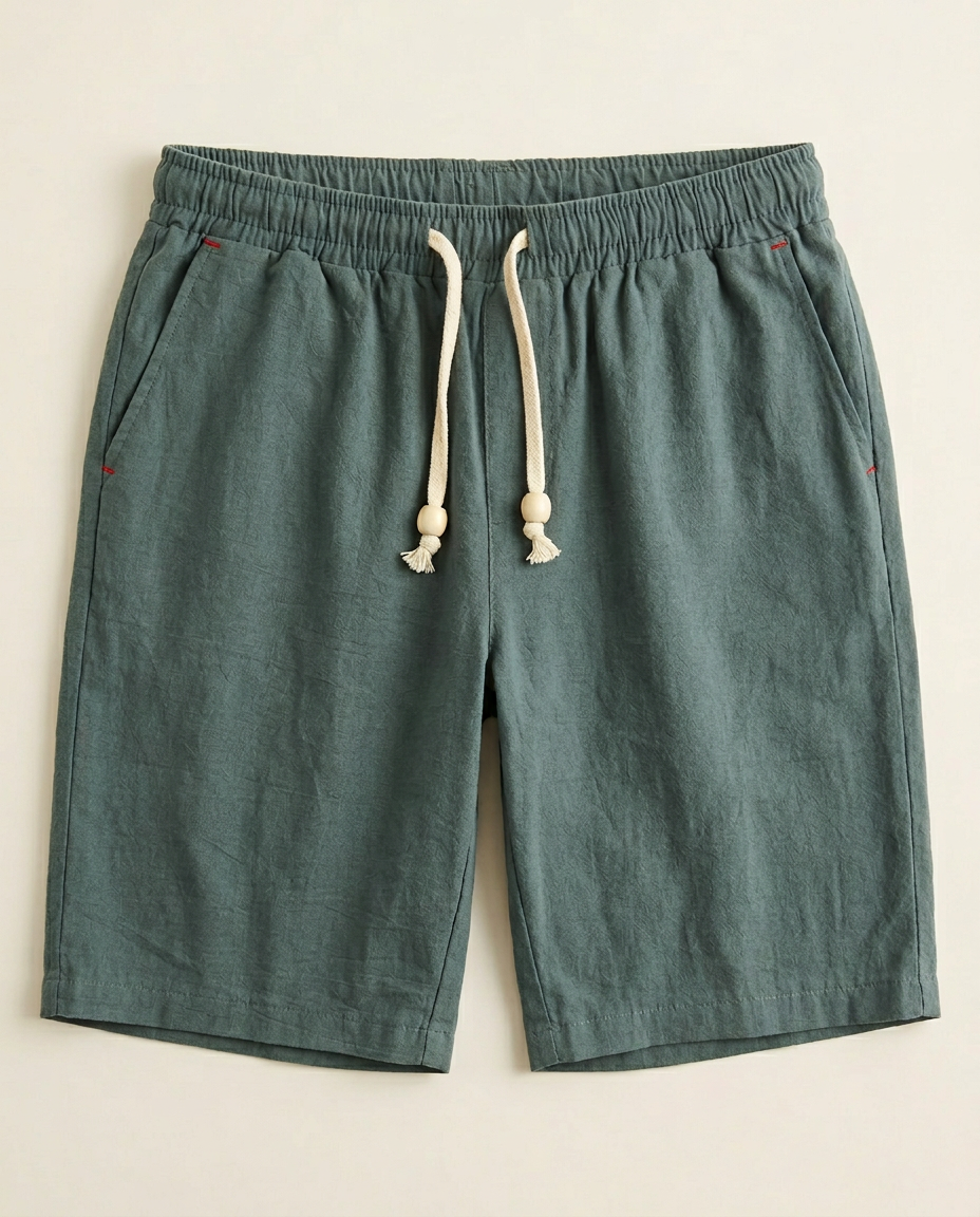 Navy blue men's casual drawstring shorts, versatile everyday bottoms for summer comfort.