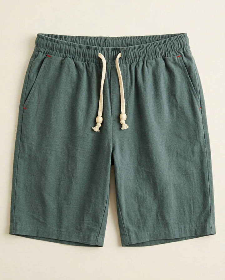 Navy blue men's casual drawstring shorts, versatile everyday bottoms for summer comfort.