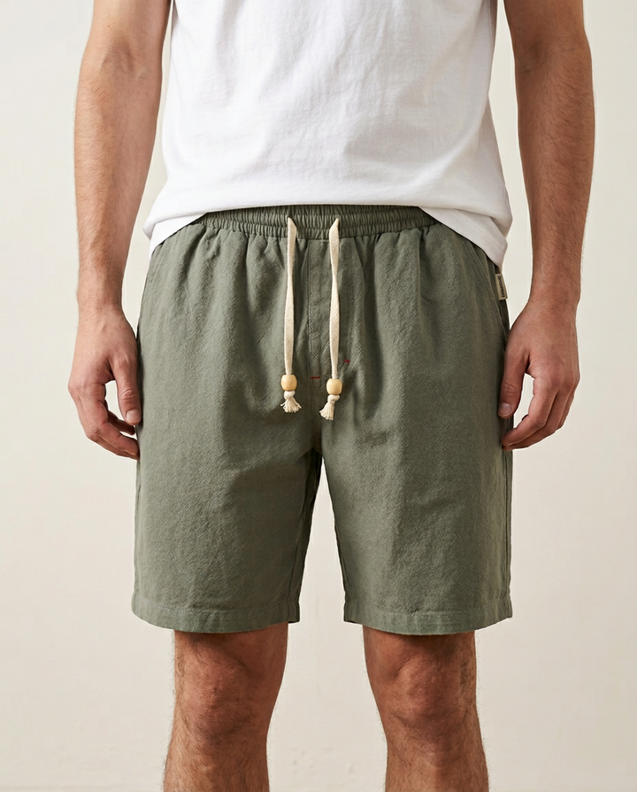 Essential men's casual drawstring shorts, comfortable everyday bottoms for active summer lifestyles.