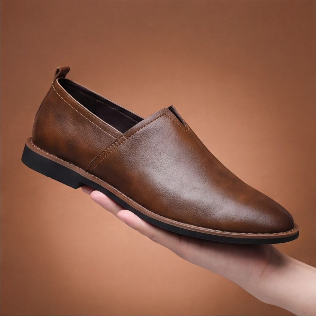 Navy men's classic slip-on loafers, perfect everyday wear footwear, comfortable style.