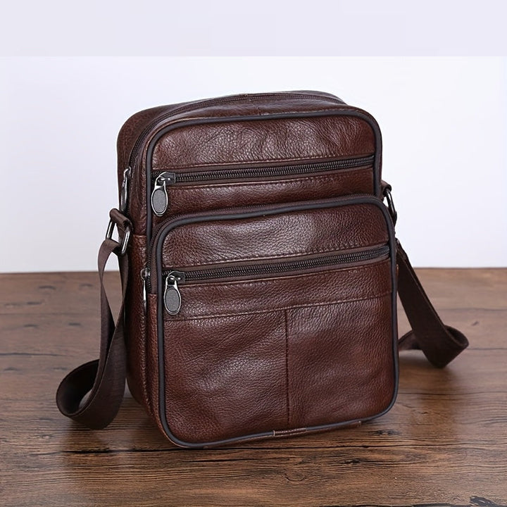 Men's versatile crossbody bag in coffee, featuring a sturdy adjustable shoulder strap.