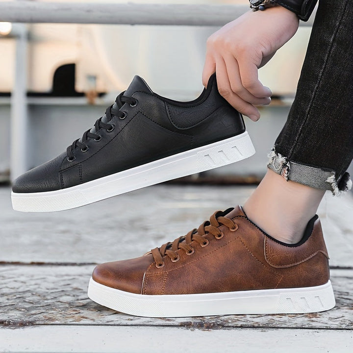 Stylish brown men's comfort walking shoes, breathable, ideal for daily walking & casual use.