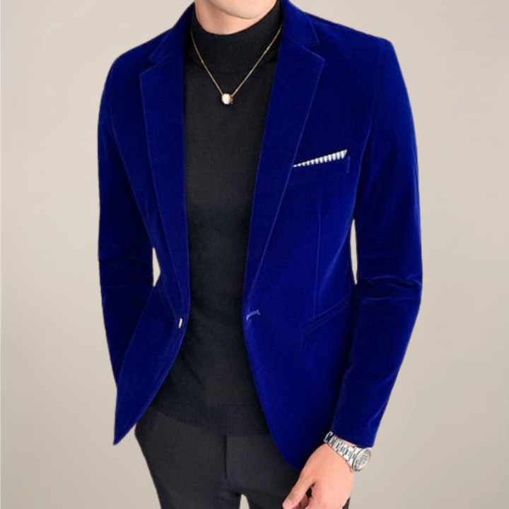 Men's striking red formal blazer with a tailored slim fit. Elegant evening jacket, ideal for parties & special occasions.