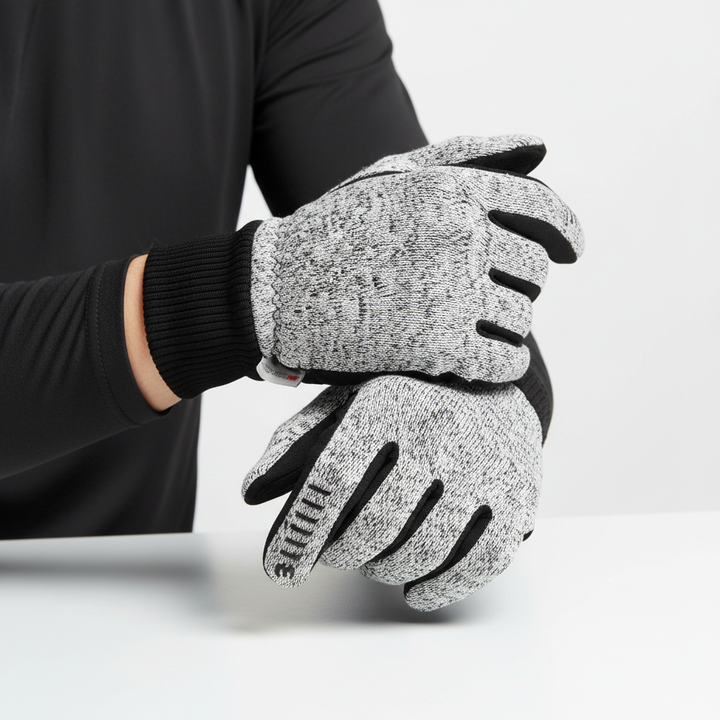 Pair of WarmGripX men's winter gloves, waterproof and touchscreen-friendly for outdoor sports and cold weather