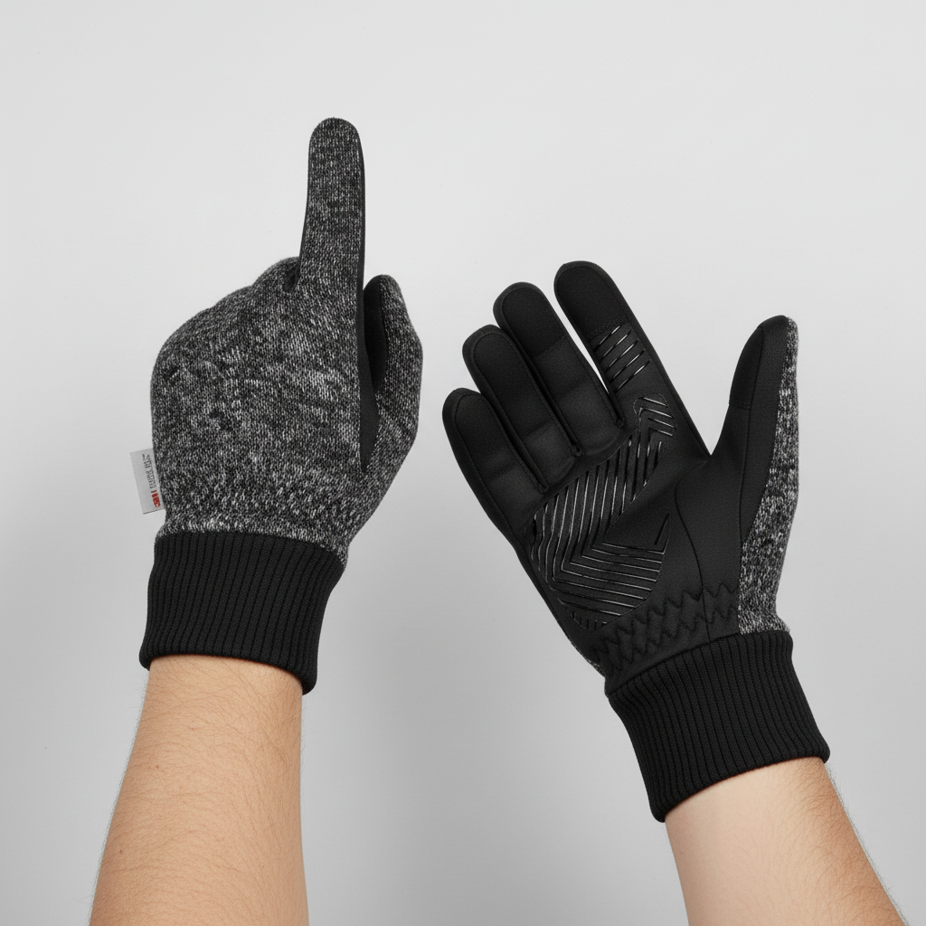 WarmGripX men's black insulated gloves, perfect for cold weather, featuring touchscreen compatibility and robust design