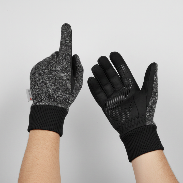 WarmGripX men's black insulated gloves, perfect for cold weather, featuring touchscreen compatibility and robust design