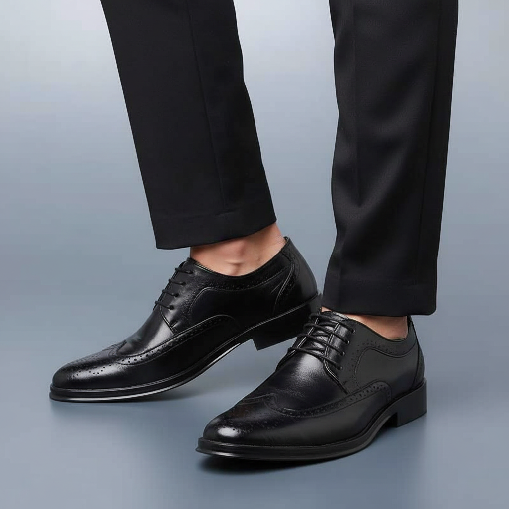 Stylish brown Italian leather pointed-toe dress shoes for men, formal brown oxfords, men's fashion footwear