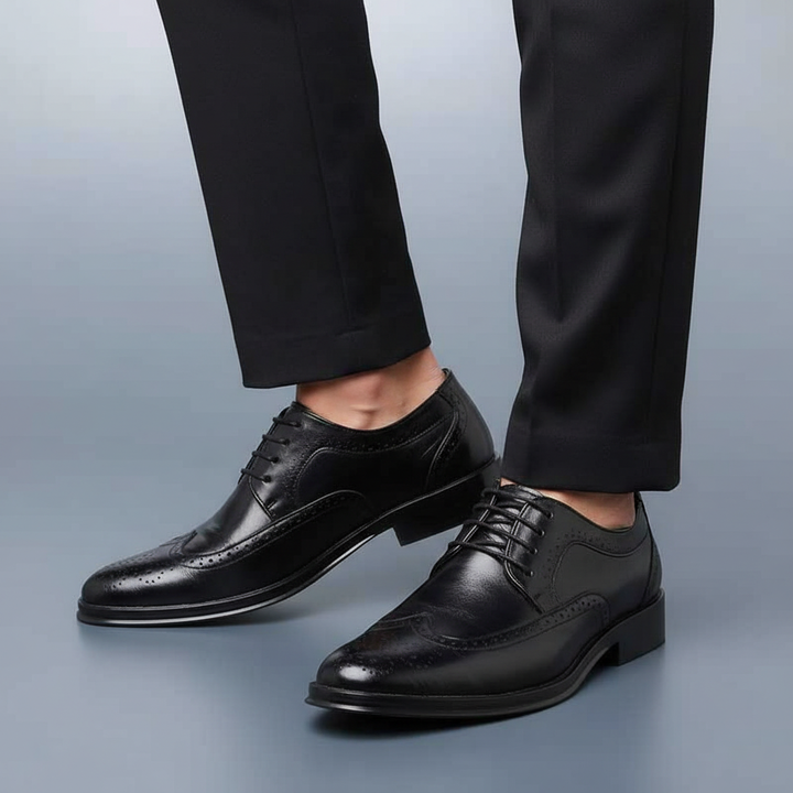 Stylish brown Italian leather pointed-toe dress shoes for men, formal brown oxfords, men's fashion footwear