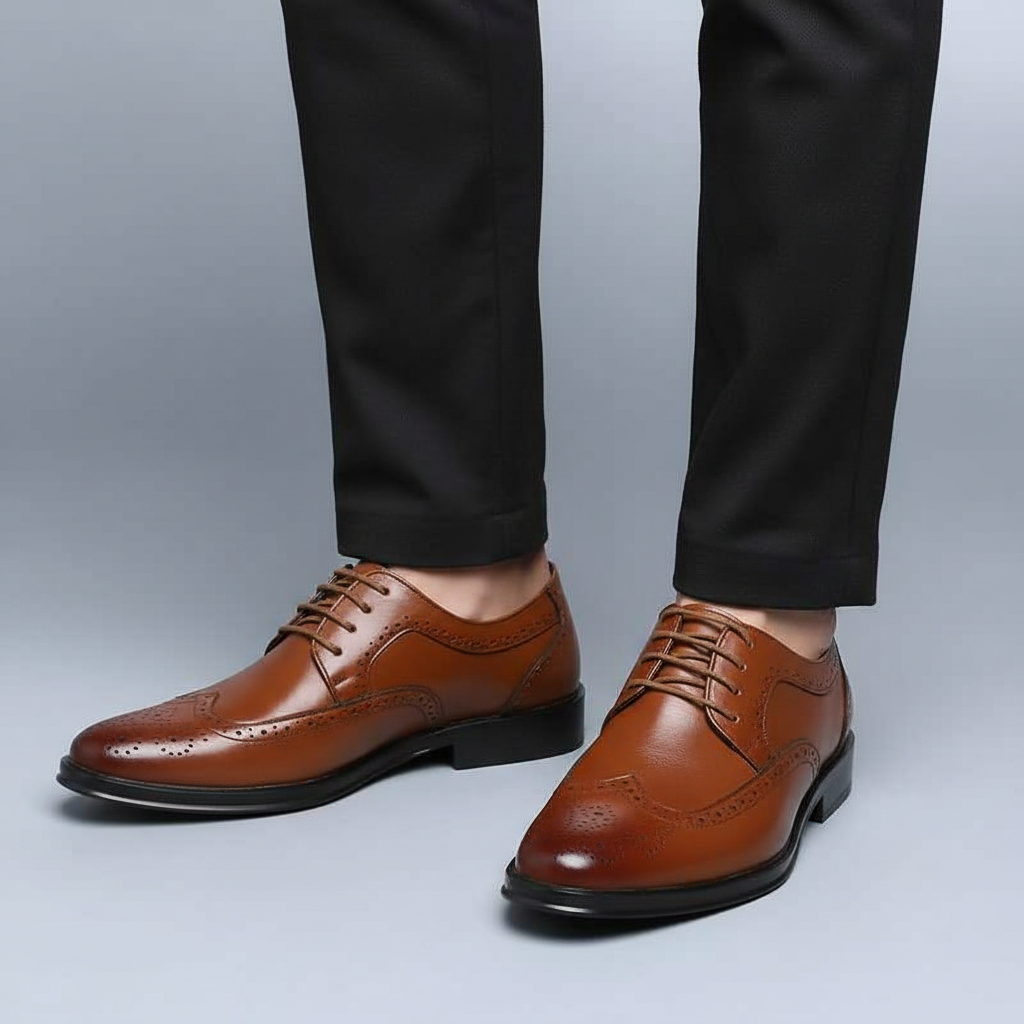 Men's black leather oxford shoes with a sleek pointed toe, perfect for business or special occasions