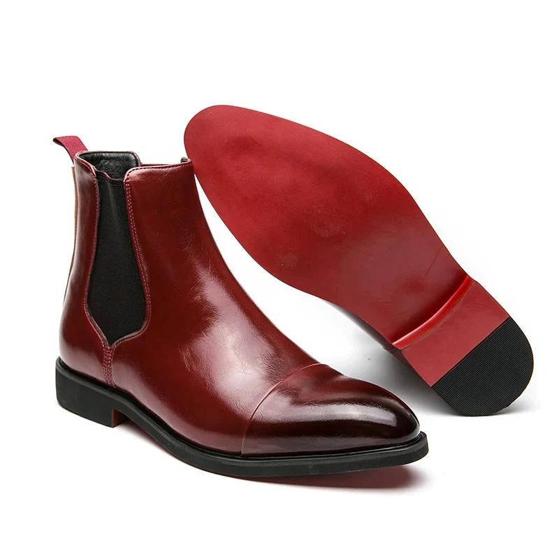 High-quality men's Chelsea boots with a refined look and a distinctive red sole for a touch of class.