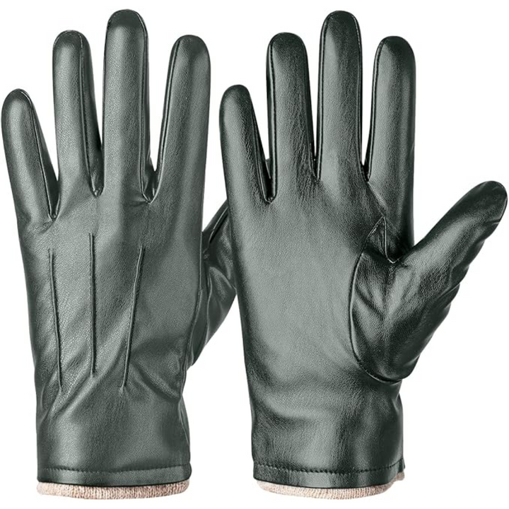 Rugged men's winter leather gloves, thermal insulation & touchscreen feature for extreme cold protection.