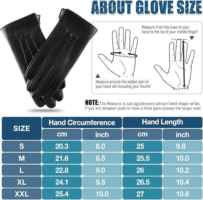 Men's elegant black leather touchscreen gloves, perfect for cold weather driving