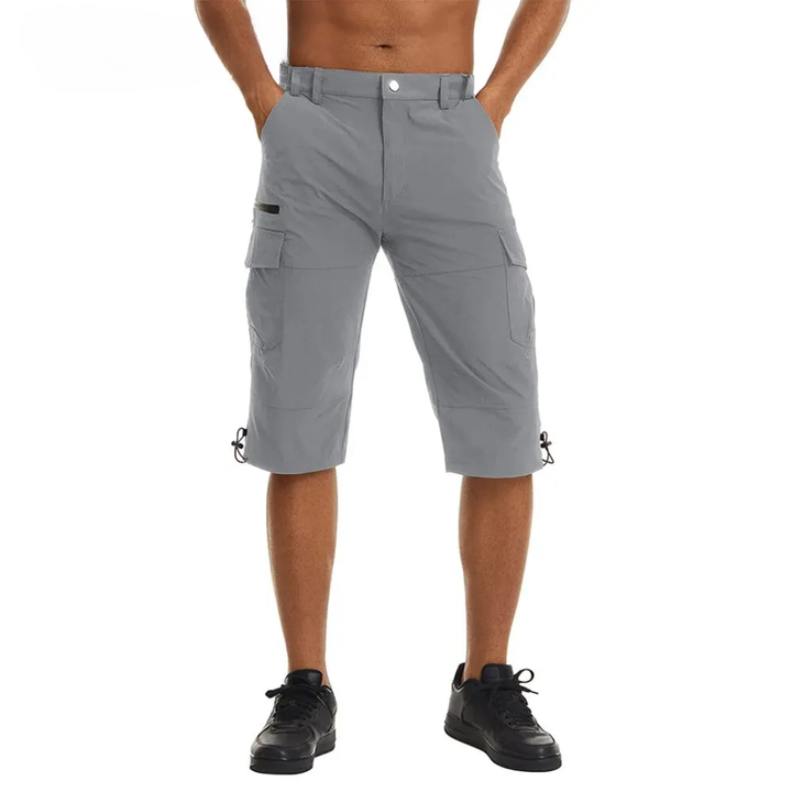 TrailCore Lite men's outdoor cargo shorts in khaki, perfect for summer activewear and hiking with ample pockets