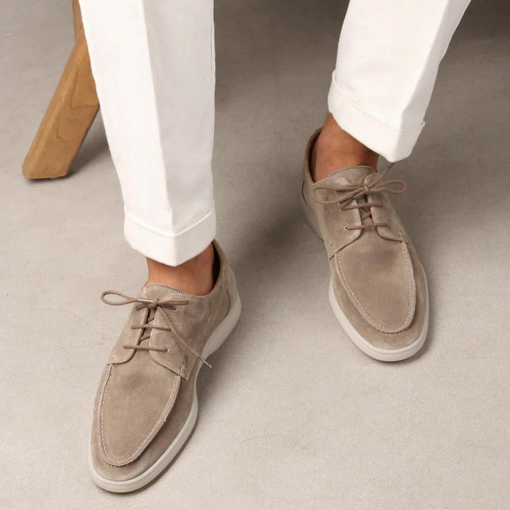 Men's black luxury leather lace-up loafers, formal and stylish men's dress shoes.