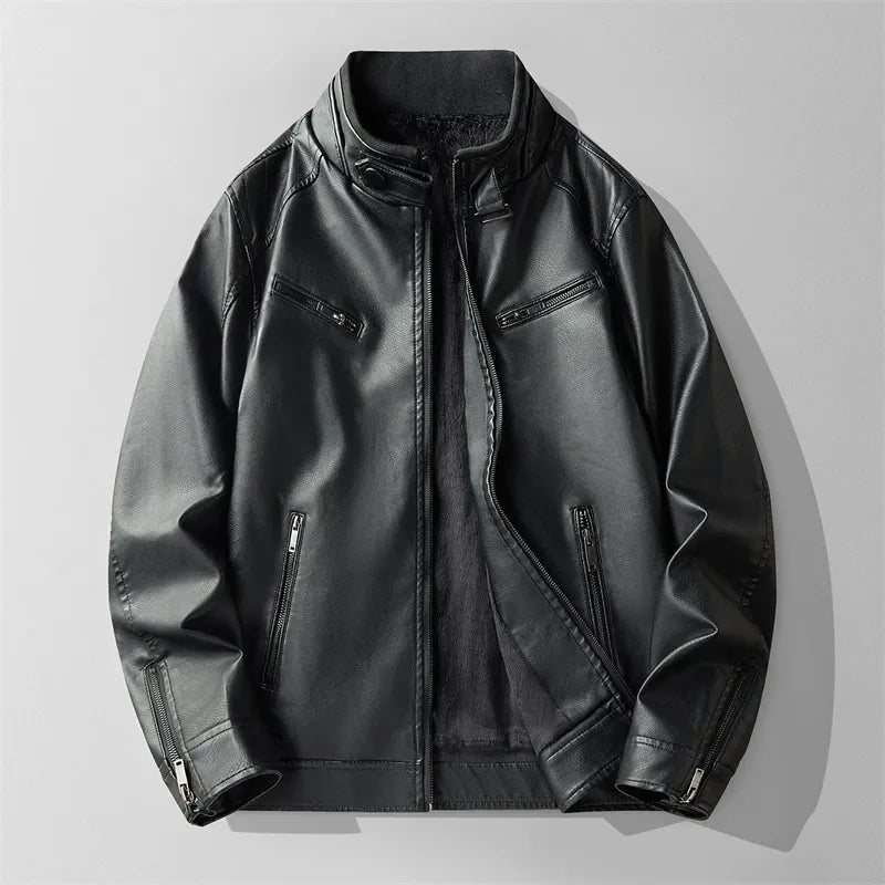 Stylish men's outerwear: modern fit zipper jacket in dark brown, perfect for versatile casual looks.