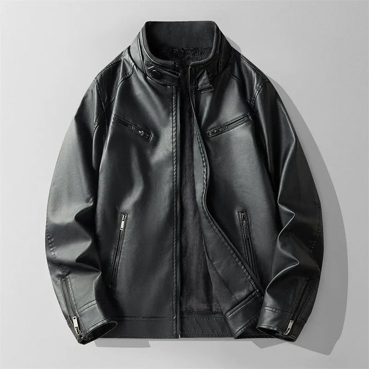 Stylish men's outerwear: modern fit zipper jacket in dark brown, perfect for versatile casual looks.