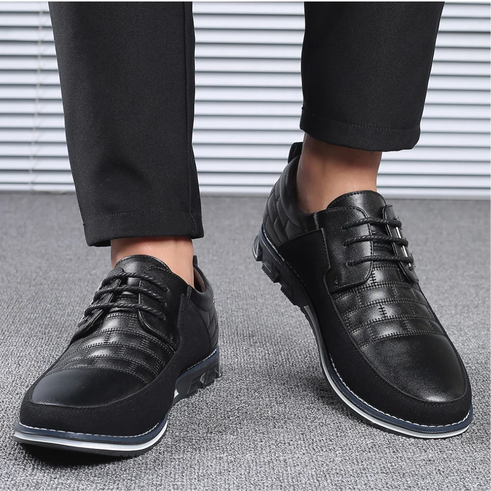 Comfortable men's walking shoes, orthopedic design, ideal for all-day wear and support.