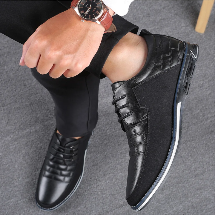 Elegant men's orthopedic leather dress shoes, perfect for business and daily comfort.