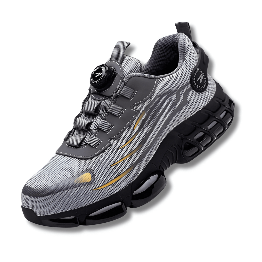 Lightweight orthopedic men's work shoes in black, designed for ultimate comfort and support in industrial settings.