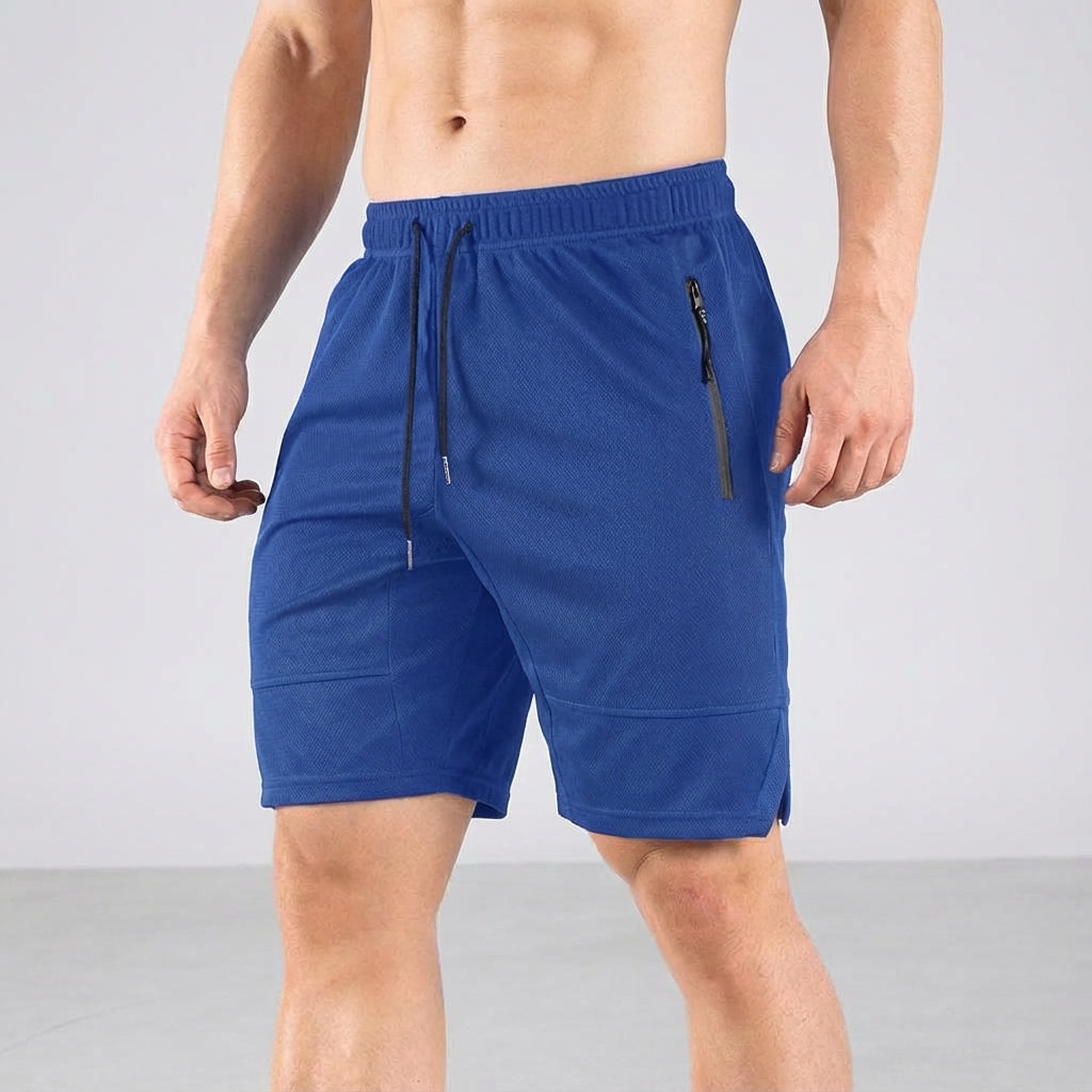 Men's activewear shorts with an elastic waistband and side pockets, great for workouts