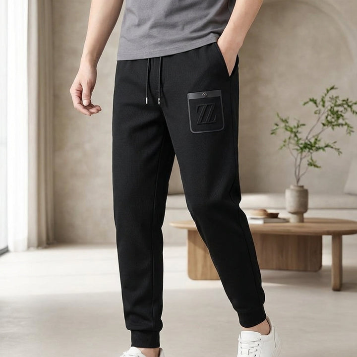 Men's black premium comfort jogger trousers, Felix, made from cotton blend, ideal for activewear and leisure