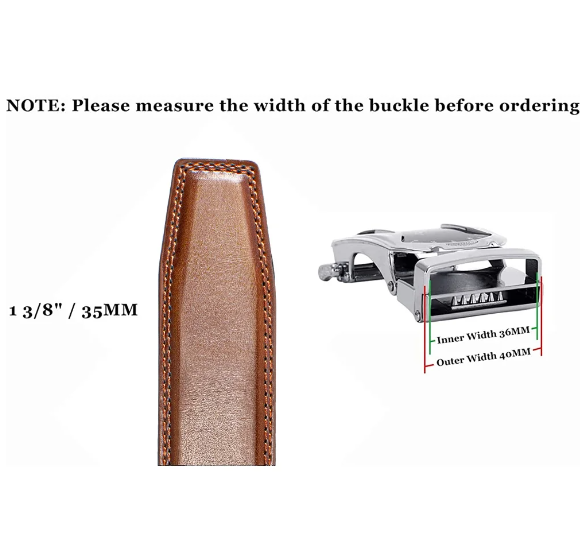 Stylish men's dress belt made of premium leather, equipped with a convenient automatic slide buckle.