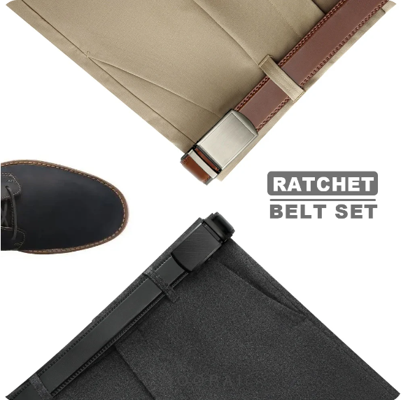 Durable men's casual leather belt with an innovative automatic buckle, offering easy size adjustment.