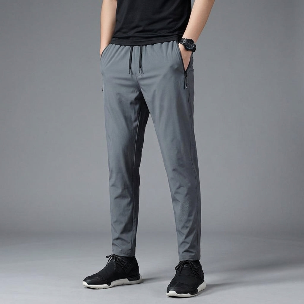 Lightweight men's performance sports trousers, Phillip style, made from nylon spandex for activewear.