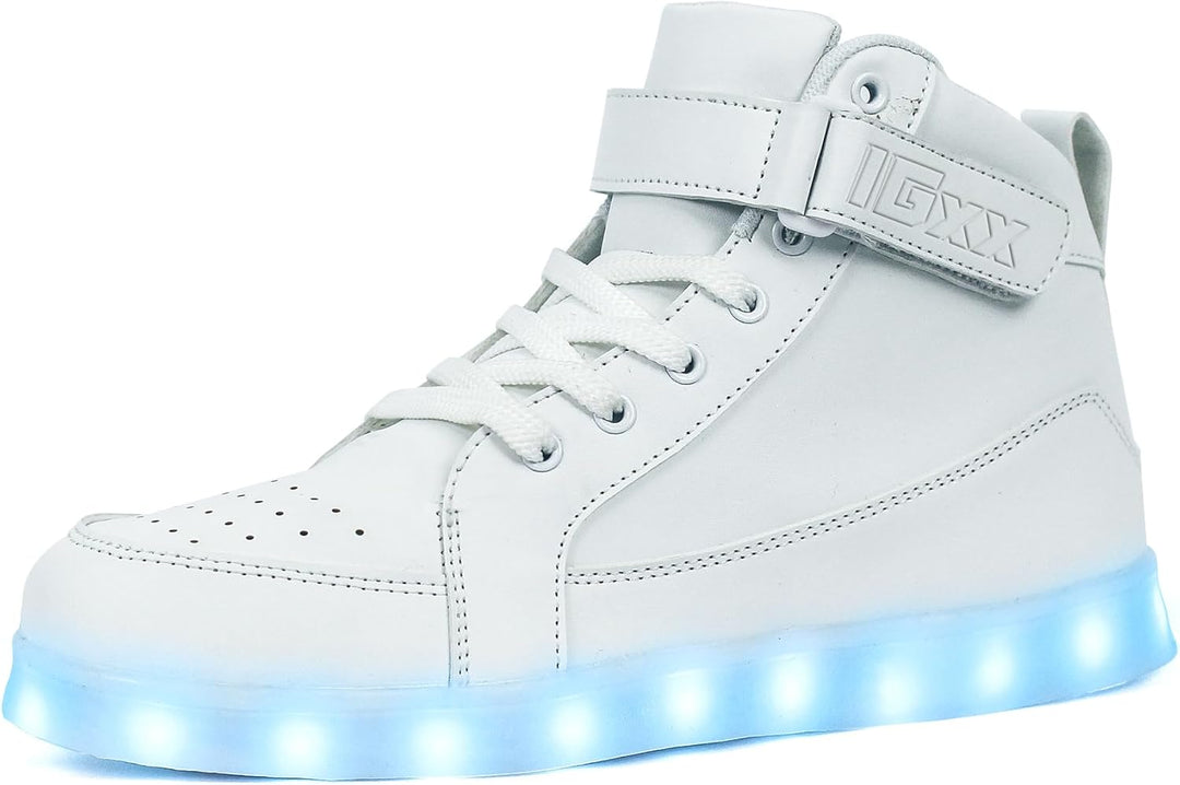 Men's grey rechargeable LED sneakers, ideal for adding a unique glow to any outfit.