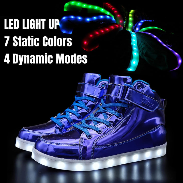 Athletic men's rechargeable sneakers, combining comfort with cutting-edge LED technology.
