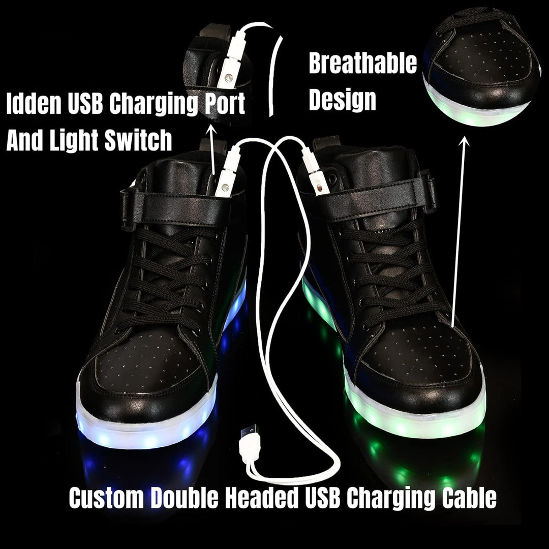 Stylish men's light-up sneakers, photographed in motion to capture the dynamic lights.