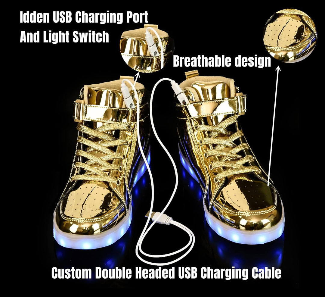Men's LED party shoes with durable non-slip sole & bright, customizable lights.