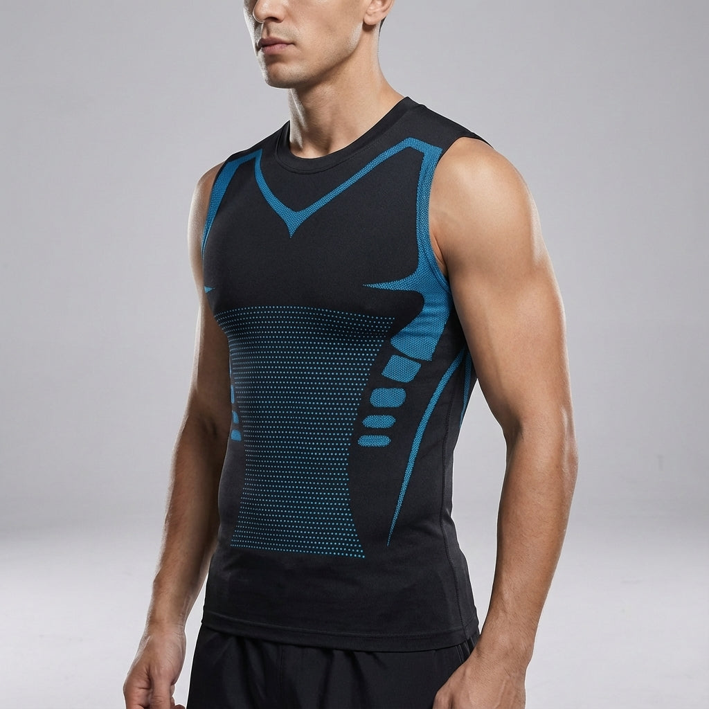 Folded Kenny men's seamless compression sportstop, high-performance microfiber