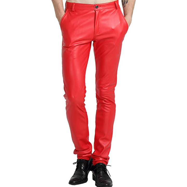 Stylish men's slim fit tapered biker trousers, perfect for an edgy, comfortable streetwear aesthetic.