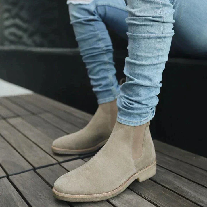 Men's black slip-on Chelsea boots. Effortless style, comfortable ankle boots for everyday wear.