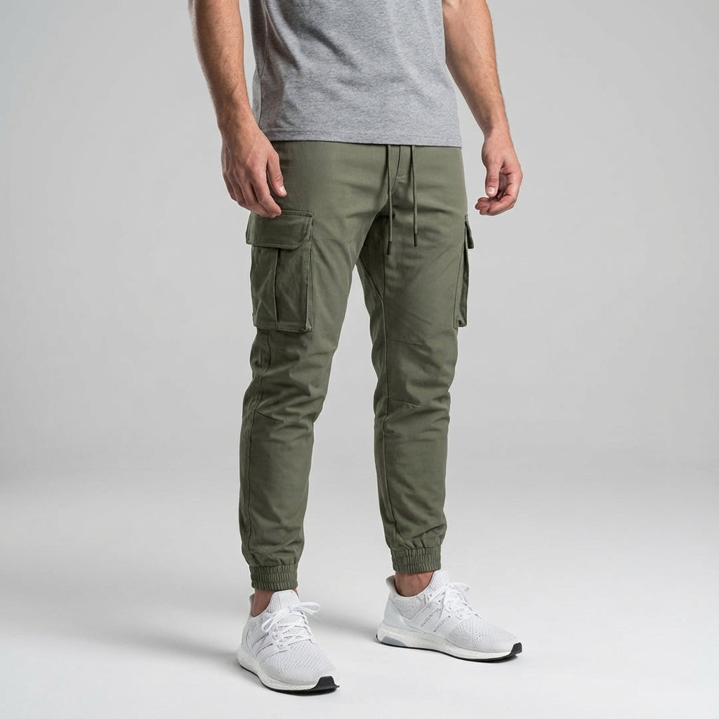 Stylish men's stretch cargo joggers, Melvin brand, offering comfort and functionality for active lifestyles