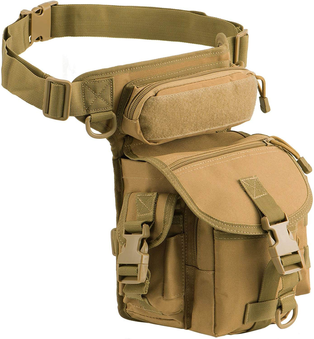 Tactical leg bag for men, worn on a leg, perfect for motorcycle riders or outdoor adventurers, black.
