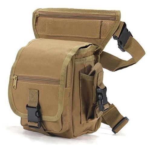 Adjustable men's tactical drop leg pack, designed for comfort and accessibility during outdoor excursions.