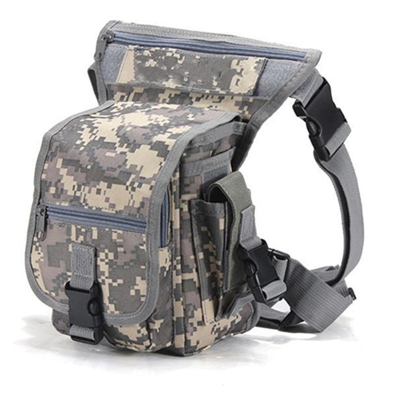 Black tactical men's leg bag, featuring secure buckles and ample storage, water-resistant for all weather.