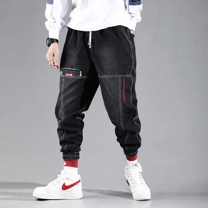 Men's black tapered jogger pants for ultimate comfort & casual style, perfect for everyday wear.