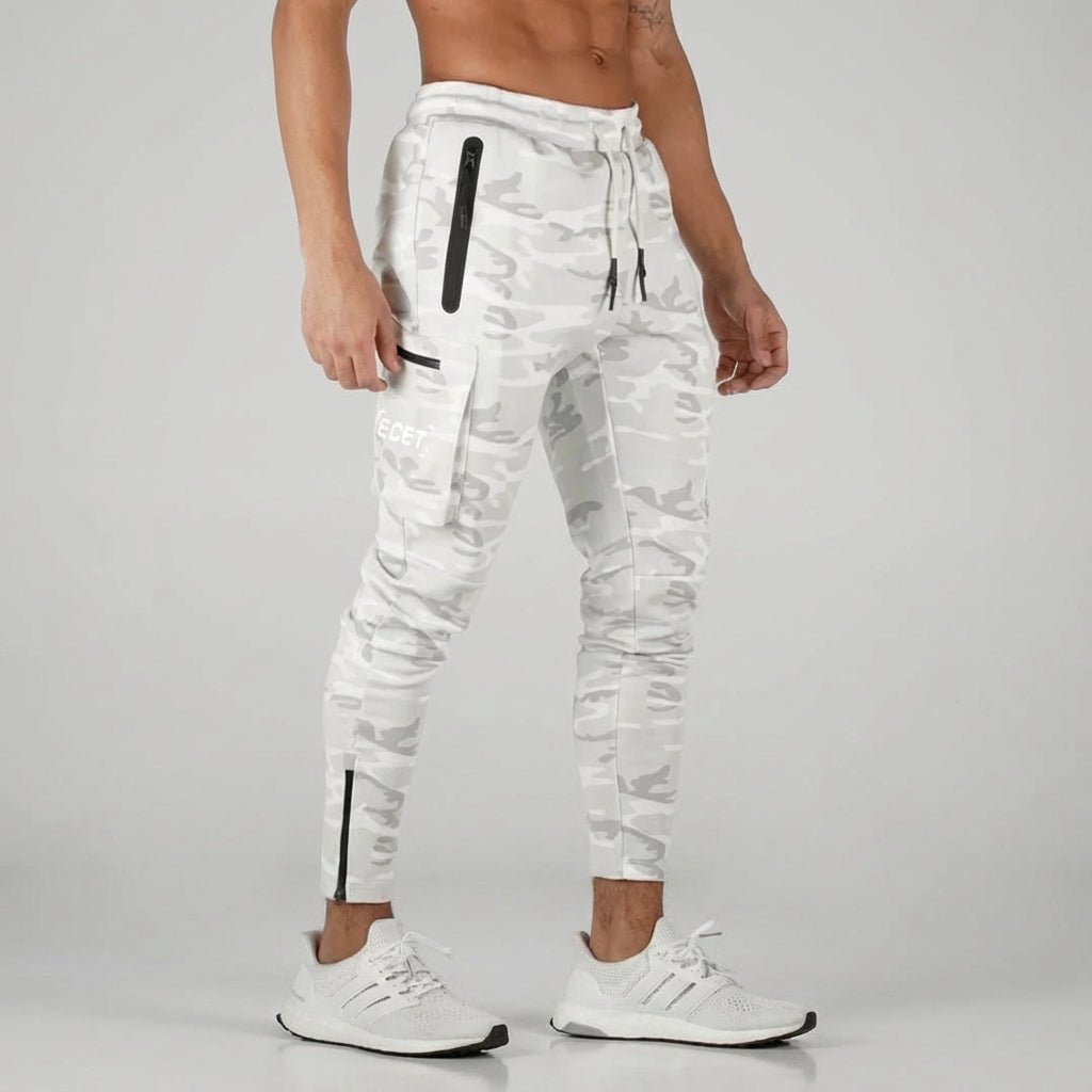 Comfortable men's sportswear joggers, tapered fit with secure zippered side pockets