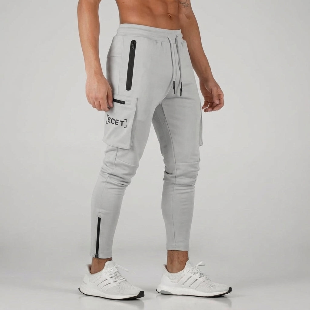 Versatile men's activewear jogger pants, tapered design with essential zippered pockets