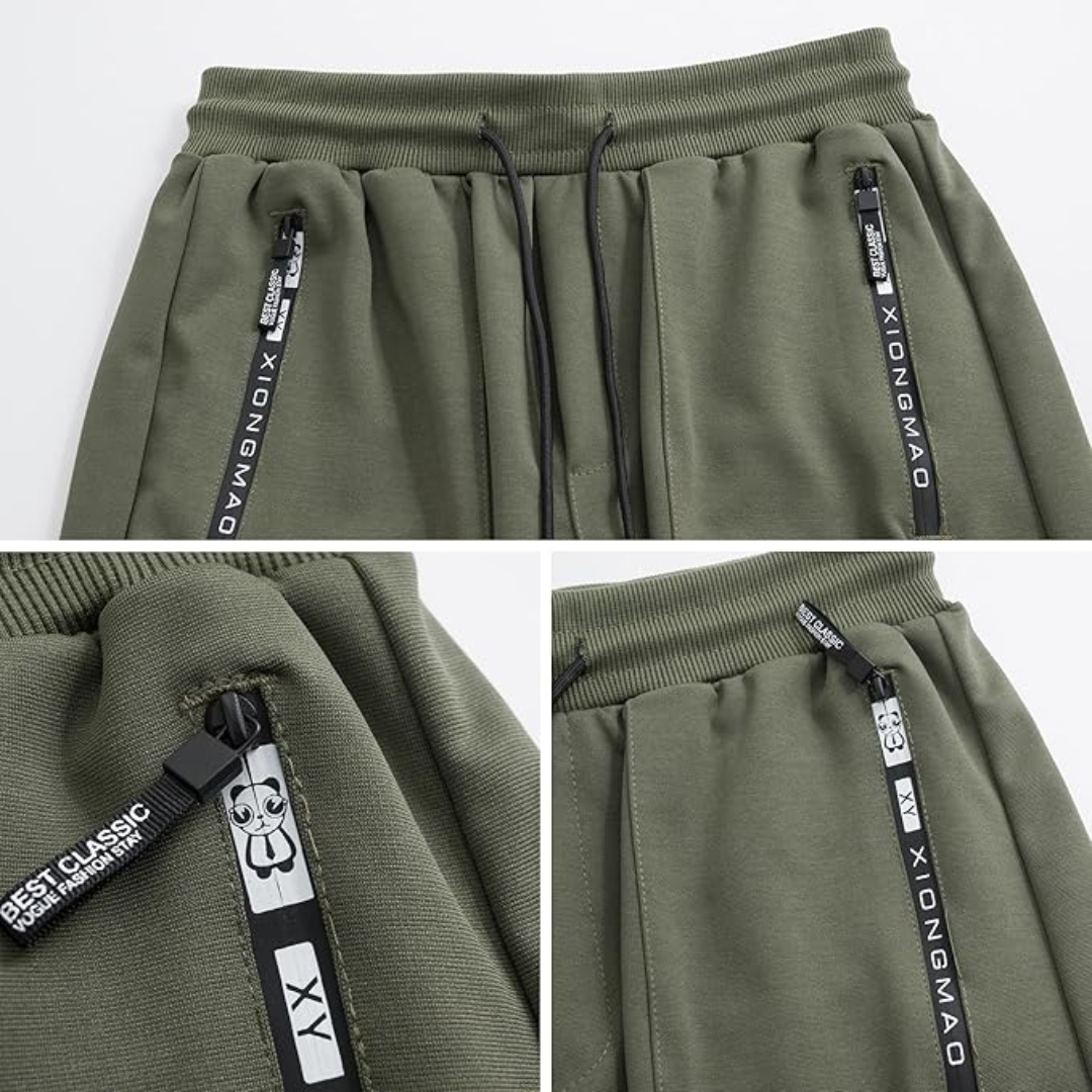 Modern men's black techwear joggers with multiple utility pockets, combining tactical & harem styles
