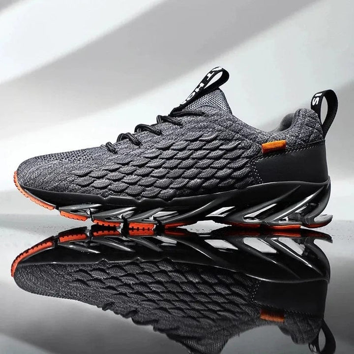 Men's casual black athletic walking footwear, offering superior comfort & support for active pain relief.
