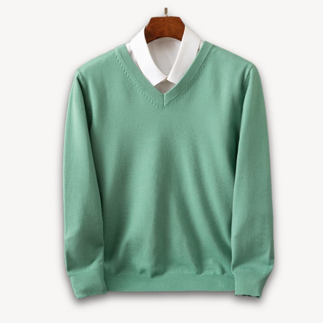 Comfortable men's black V-neck sweater. Soft, long sleeve design, perfect for everyday casual or smart wear.