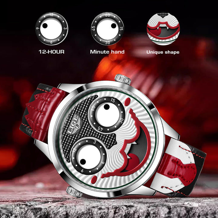 Men's bold chronograph watch with stainless steel pushers and a captivating animated dial design.