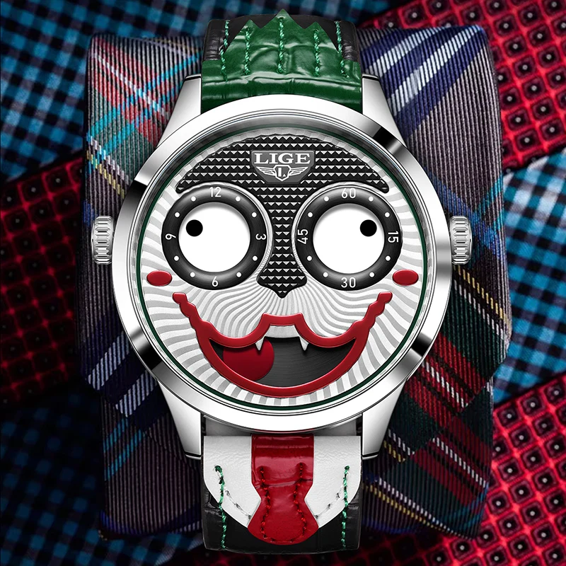 Fashionable men's bold watch with a premium leather strap, stainless steel case & animated dial.