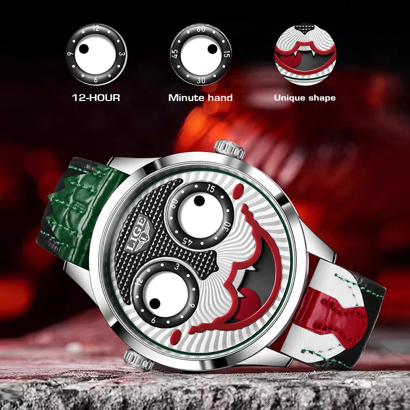 Unique design men's chronograph watch with animated dial, a stylish fashion watch for him.