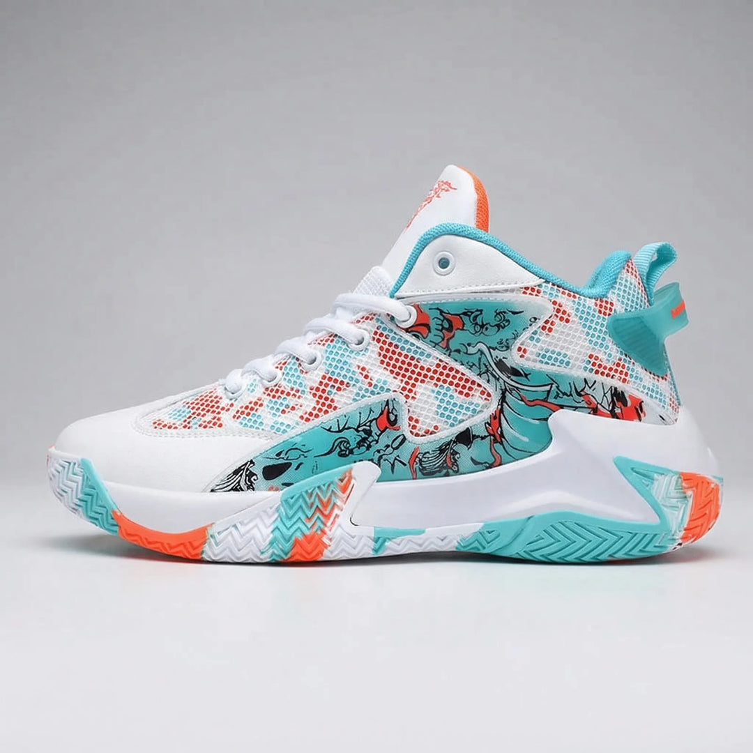 Calvin men's high-top graphic print court trainers for basketball and athletic sport.