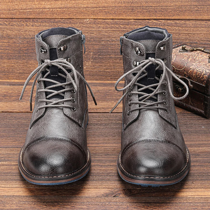 Versatile men's Bordeaux combat boots, easily dressed up for smart casual looks.